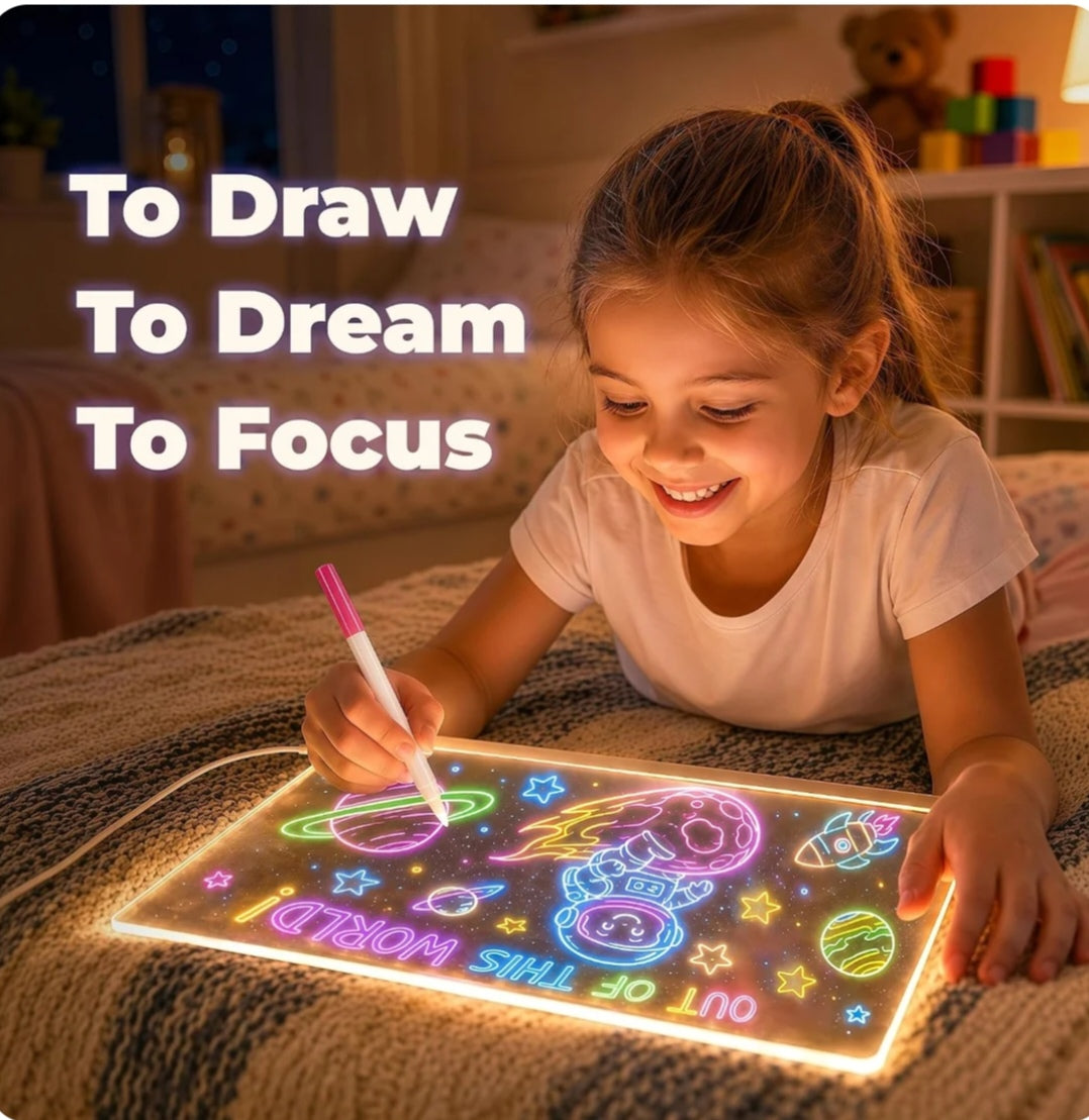 LED Acrylic Drawing Board DIY Erasable Luminous Writing Boards With Stand USB Plug Message Board With NightLight
