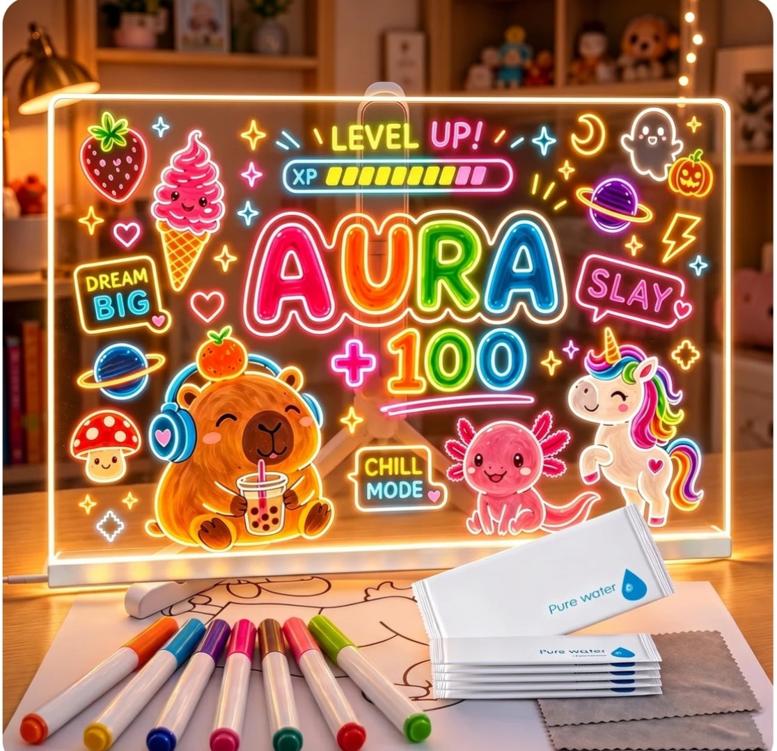 LED Acrylic Drawing Board DIY Erasable Luminous Writing Boards With Stand USB Plug Message Board With NightLight